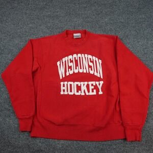 Vintage Wisconsin Badgers Sweatshirt Mens XL Red NCAA Ice Hockey Santee Fleece